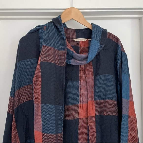 Soft Surroundings Plaid Open Front Cardigan w/Built in Scarf M - Picture 3 of 7